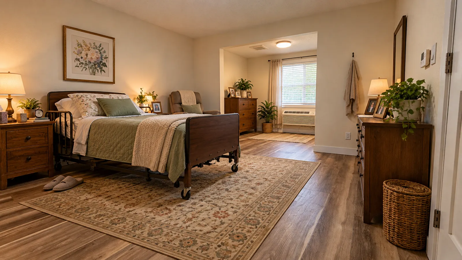 Private room 1 at Blue Mountain Residential Care Home in Oregon City, virtually staged with furniture
