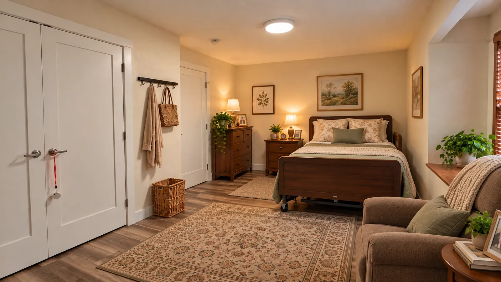 Private room 2 at Blue Mountain Residential Care Home in Oregon City, virtually staged with furniture
